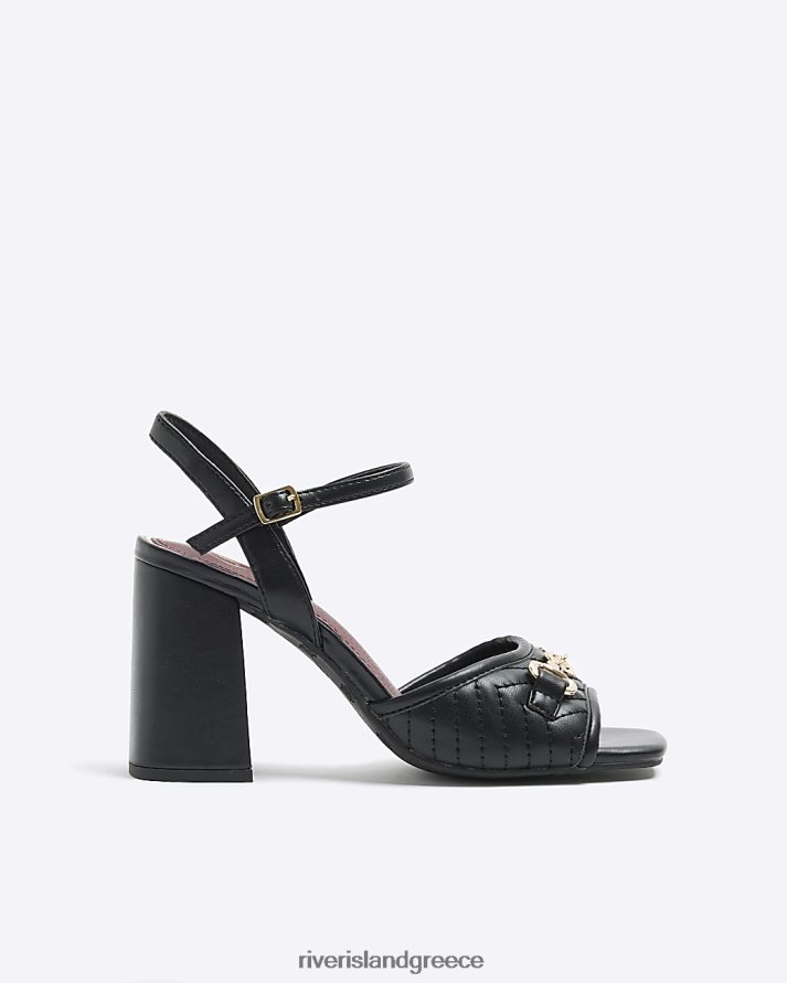 River Island είδη υπόδησης μαύρος γυναίκες σανδάλια με τακούνι με αλυσίδα B6N8X819