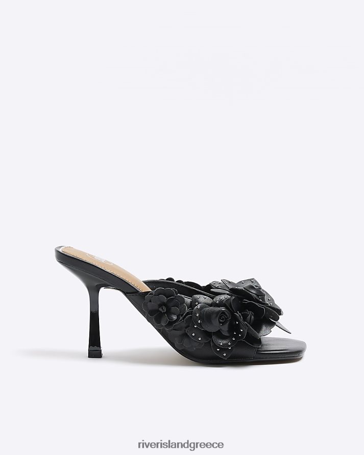 River Island είδη υπόδησης μαύρος γυναίκες σανδάλια mule με τακούνι λουλουδιών B6N8X1134