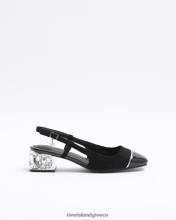 River Island είδη υπόδησης μαύρος γυναίκες κρυστάλλινα παπούτσια με σφεντόνα στην πλάτη B6N8X3864