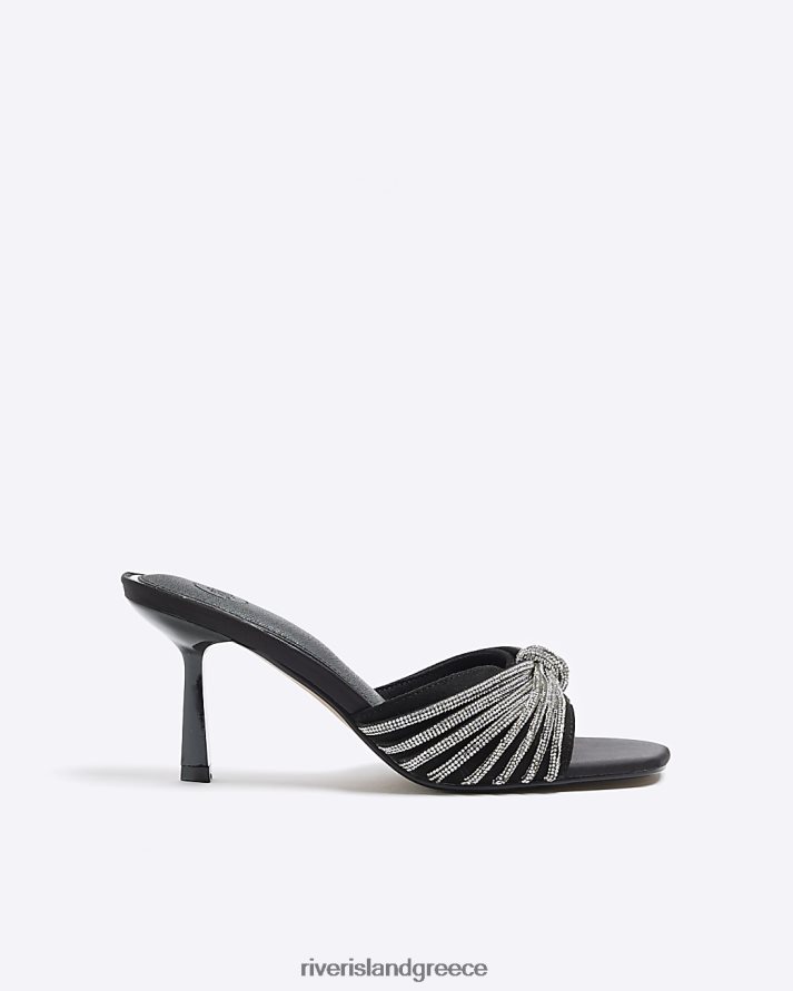 River Island είδη υπόδησης μαύρος γυναίκες διακοσμημένα mule παπούτσια με τακούνι B6N8X1129