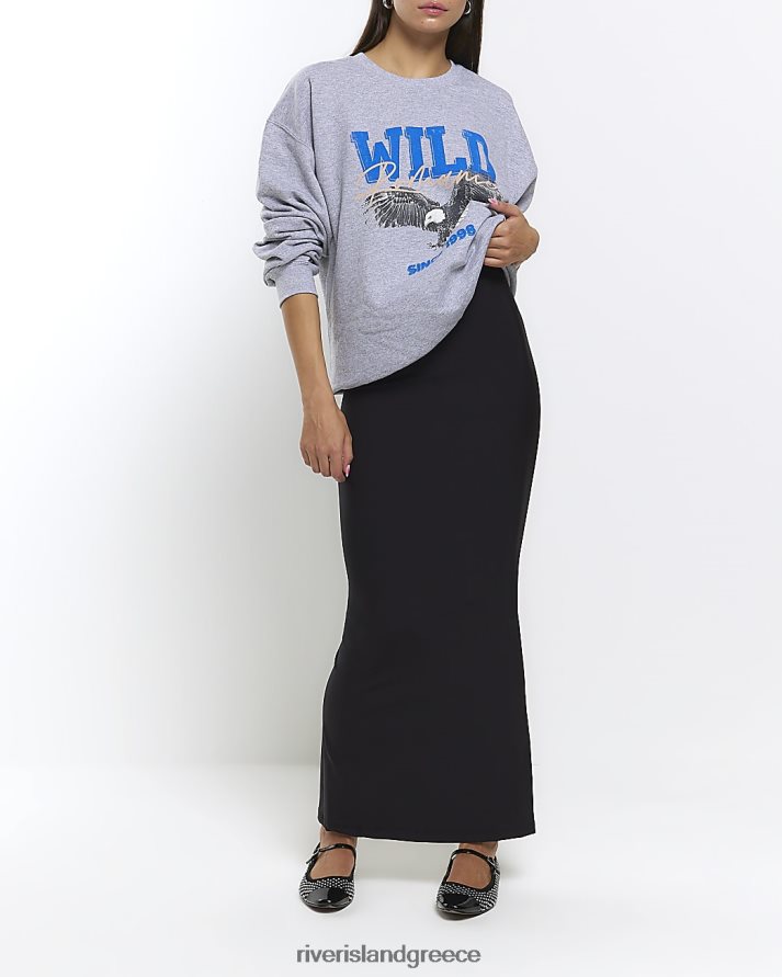 River Island ενδύματα μαύρος γυναίκες μάξι φούστα με σχιστό στρίφωμα B6N8X1054