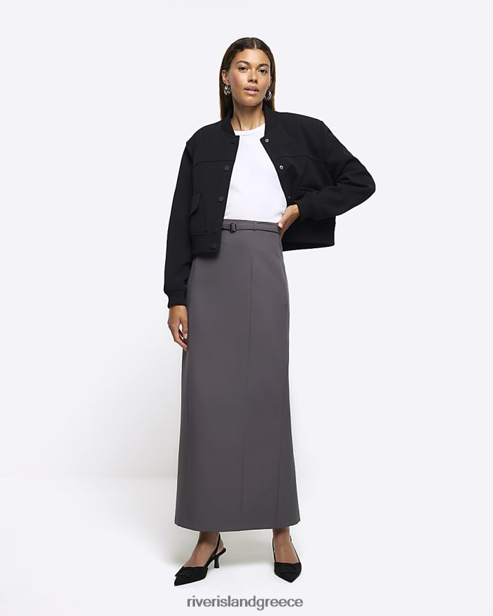 River Island ενδύματα γκρί γυναίκες μάξι φούστα με ζώνη B6N8X167