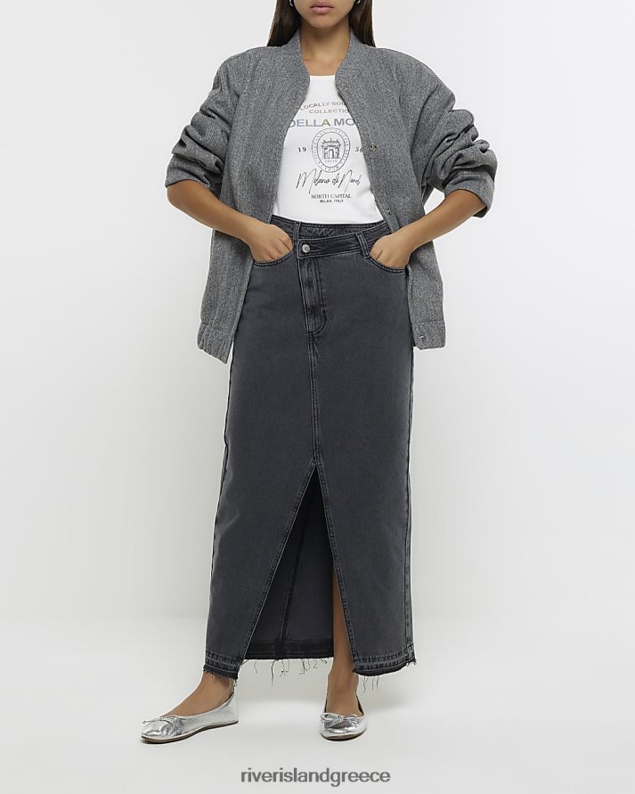 River Island ενδύματα γκρί γυναίκες ασύμμετρη τζιν μάξι φούστα μέσης B6N8X171