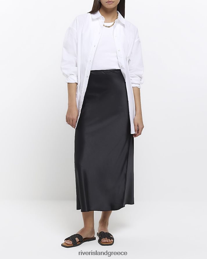 River Island ενδύματα μαύρος γυναίκες σατέν μάξι φούστα B6N8X37