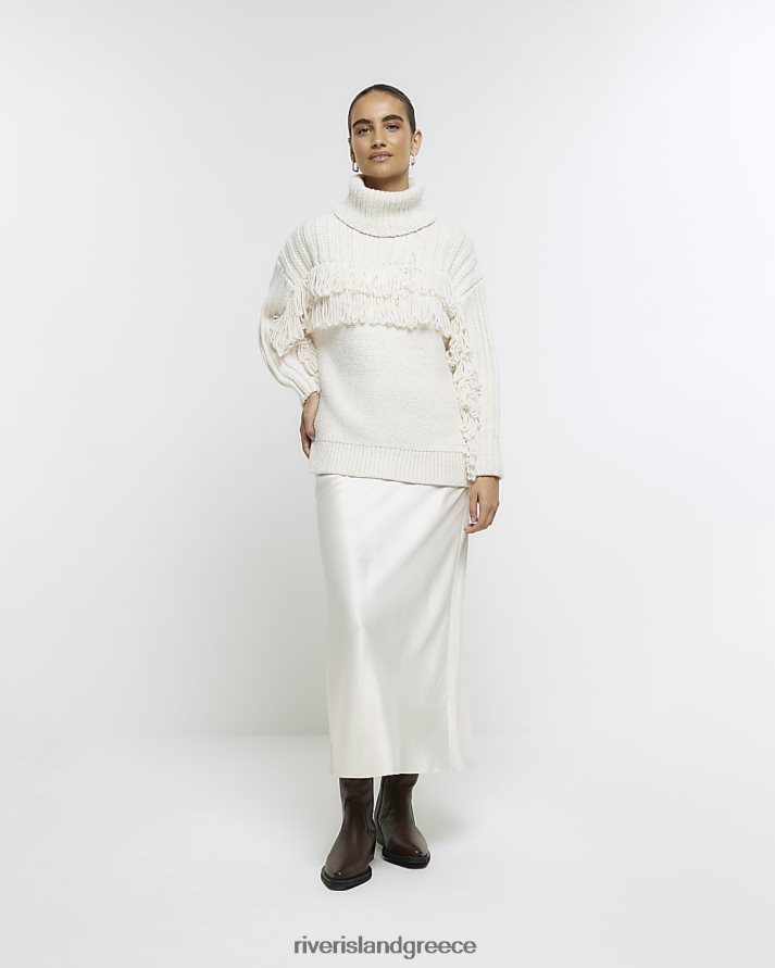 River Island ενδύματα κρέμα γυναίκες σατέν μάξι φούστα B6N8X3809