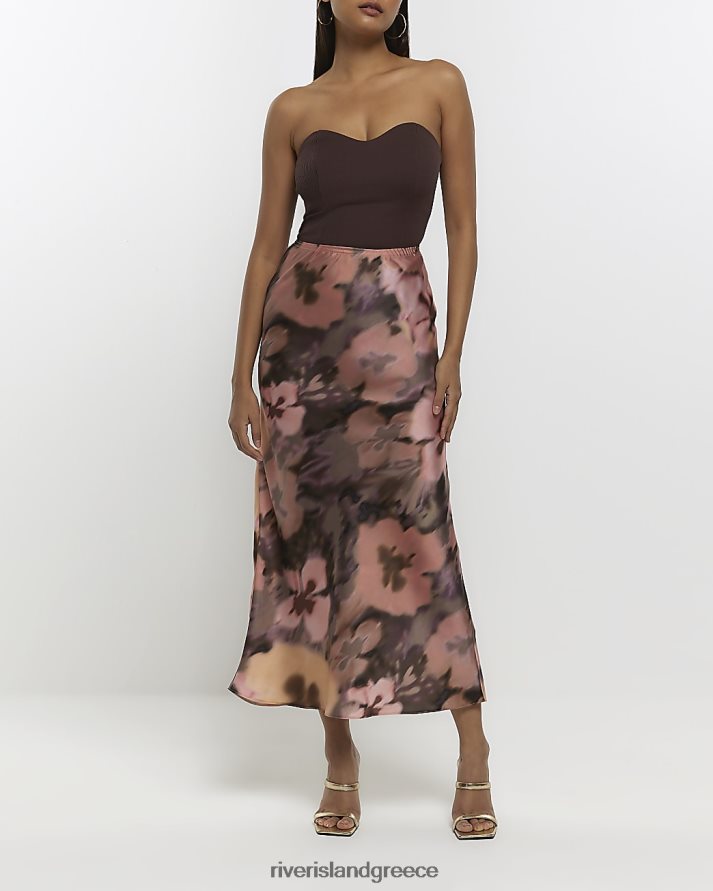 River Island ενδύματα μαύρος γυναίκες σατέν φλοράλ μάξι φούστα B6N8X4374