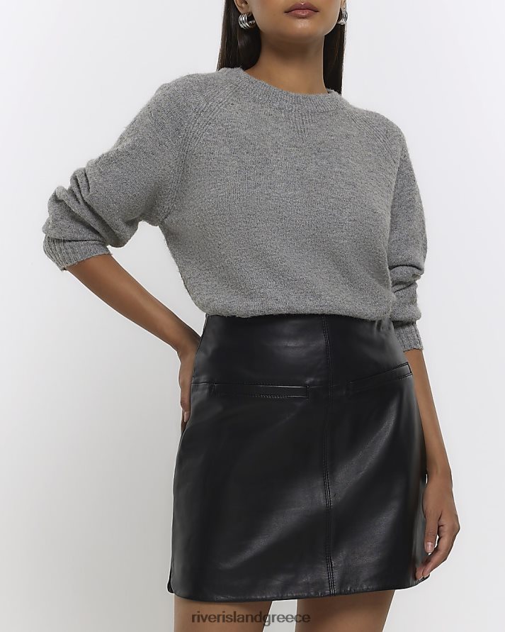 River Island ενδύματα μαύρος γυναίκες δερμάτινη μίνι φούστα B6N8X4472