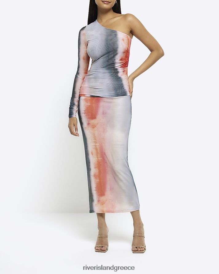 River Island ενδύματα το κόκκινο γυναίκες διχτυωτή αφηρημένη μάξι φούστα B6N8X4503