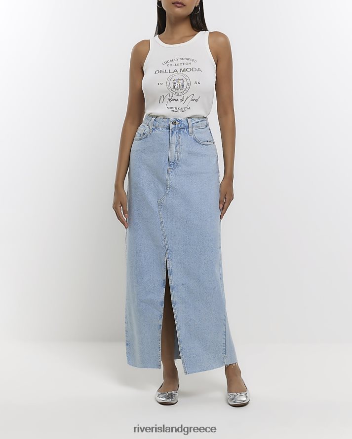 River Island ενδύματα μπλε γυναίκες τζιν ψηλόμεση μάξι φούστα B6N8X4605