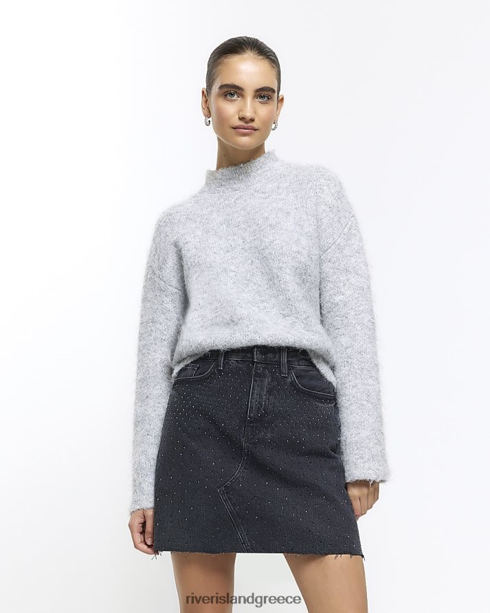 River Island ενδύματα μαύρος γυναίκες στολισμένη μίνι φούστα B6N8X4720