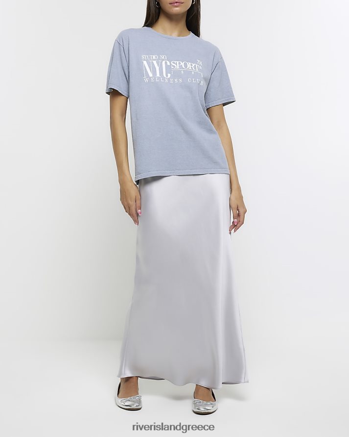 River Island ενδύματα ασήμι γυναίκες σατέν μάξι φούστα B6N8X48