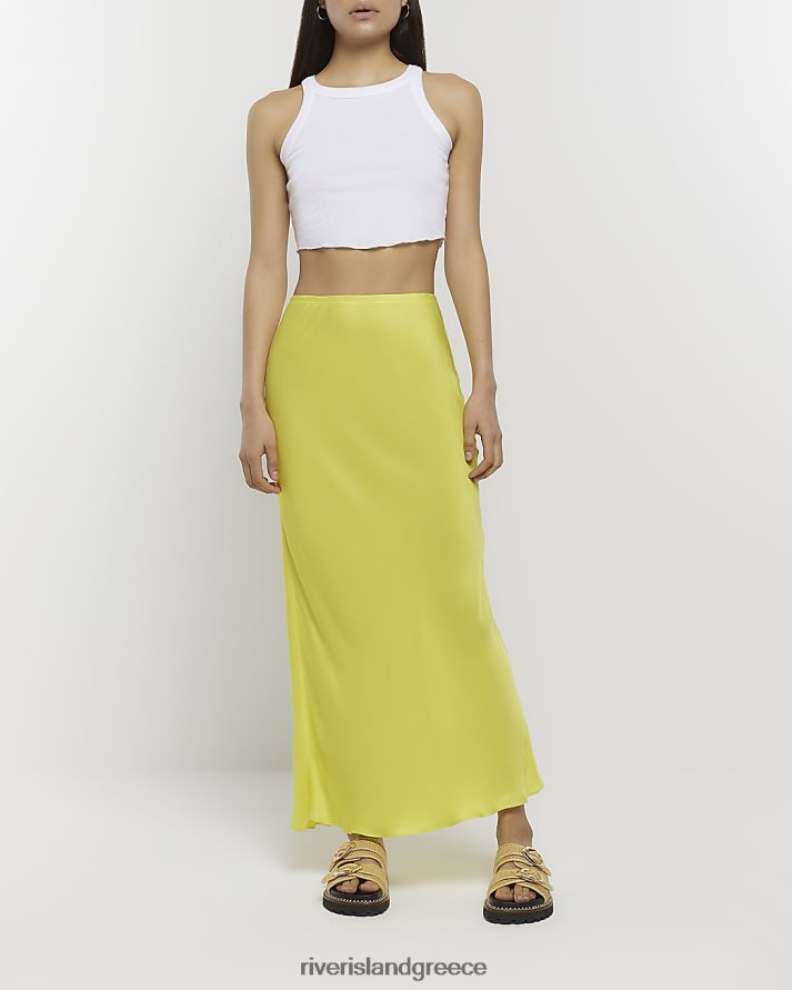 River Island ενδύματα κίτρινος γυναίκες σατέν μάξι φούστα B6N8X49