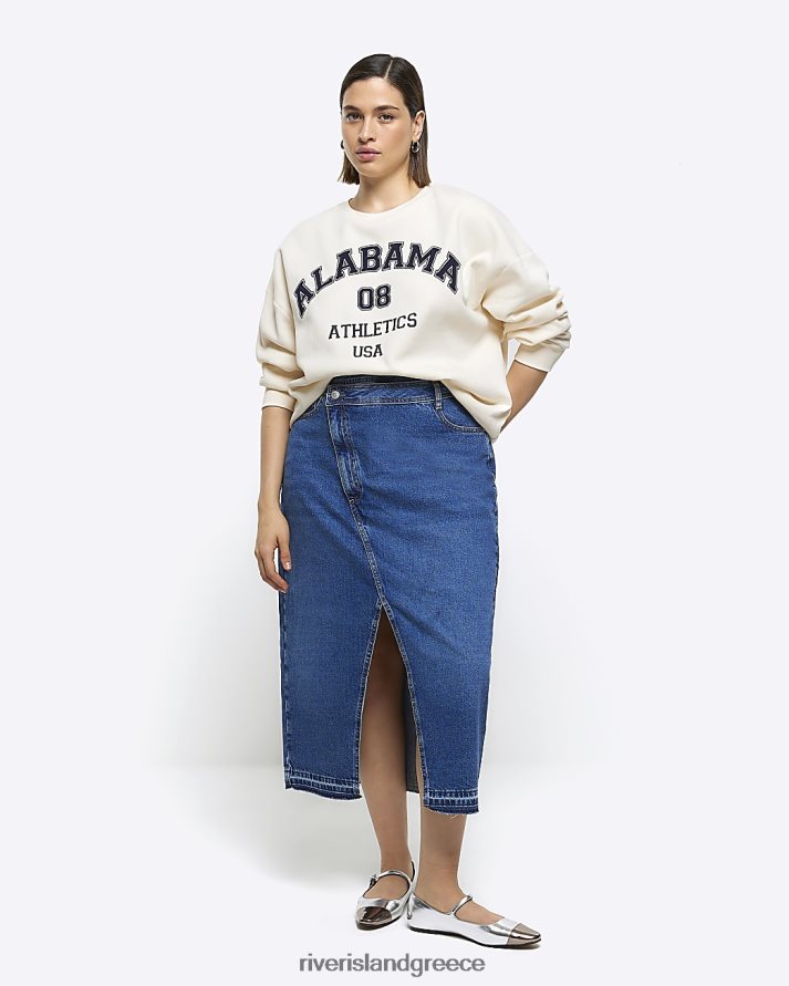 River Island ενδύματα μπλε γυναίκες συν ασύμμετρη τζιν μάξι φούστα μέσης B6N8X5033