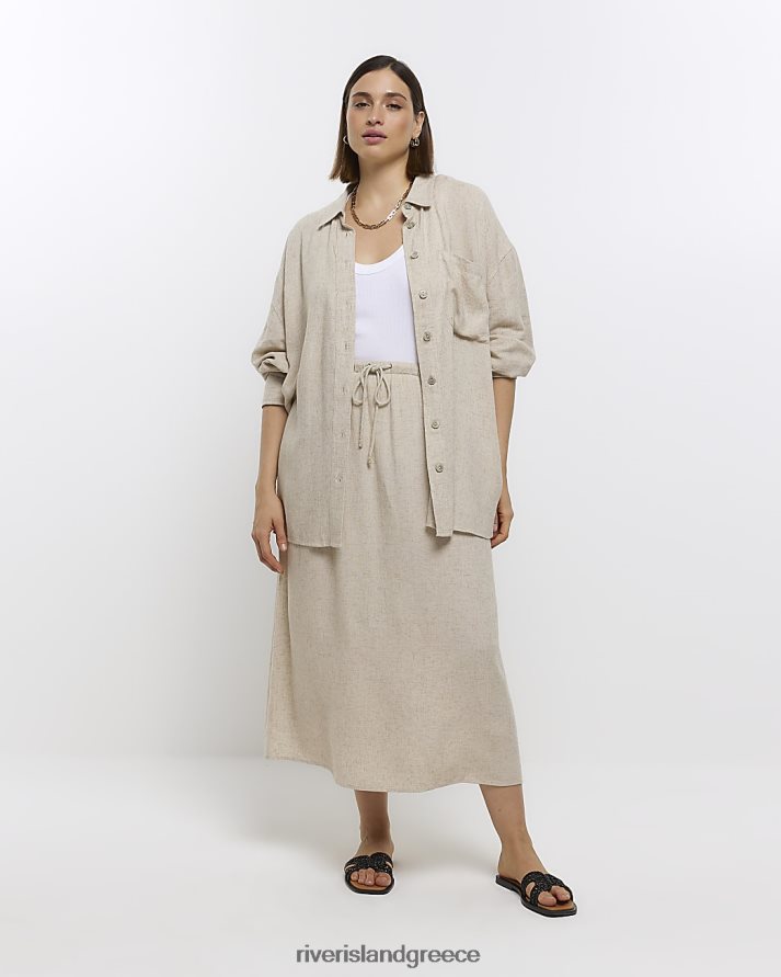 River Island ενδύματα πέτρα γυναίκες συν φούστα με λινό B6N8X5152