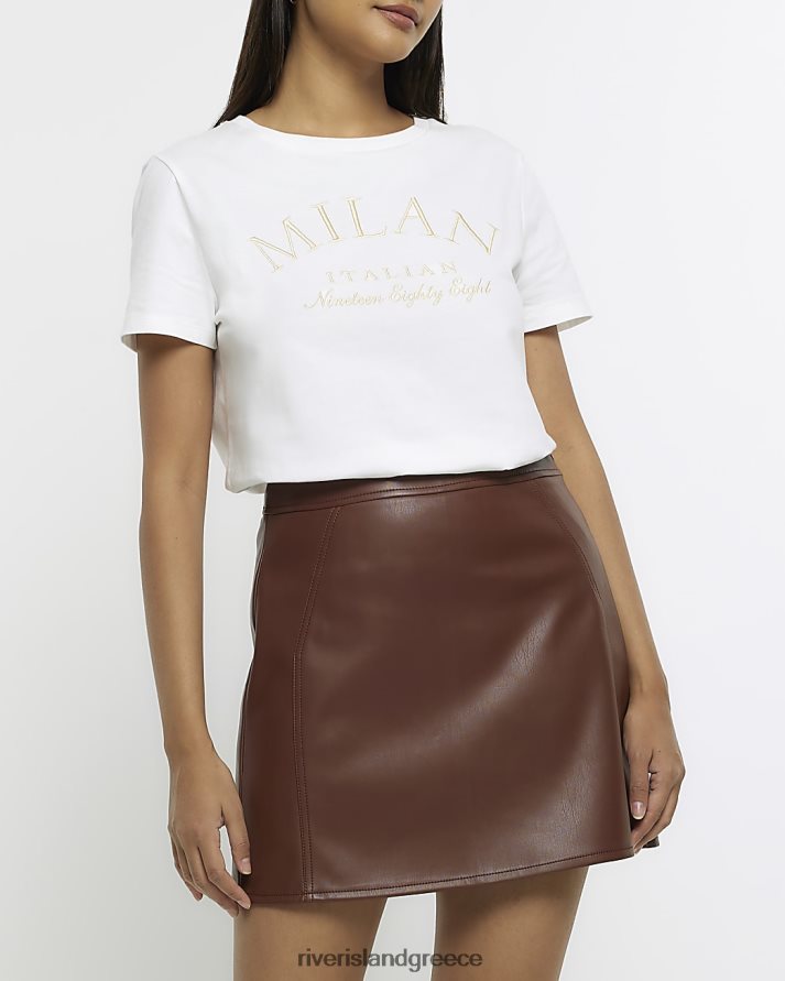 River Island ενδύματα καφέ γυναίκες Μίνι φούστα από συνθετικό δέρμα B6N8X686