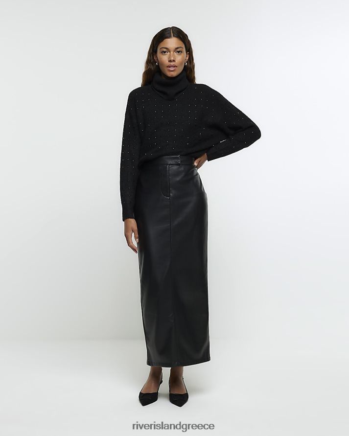 River Island ενδύματα μαύρος γυναίκες midi φούστα από ψεύτικο δέρμα B6N8X3745
