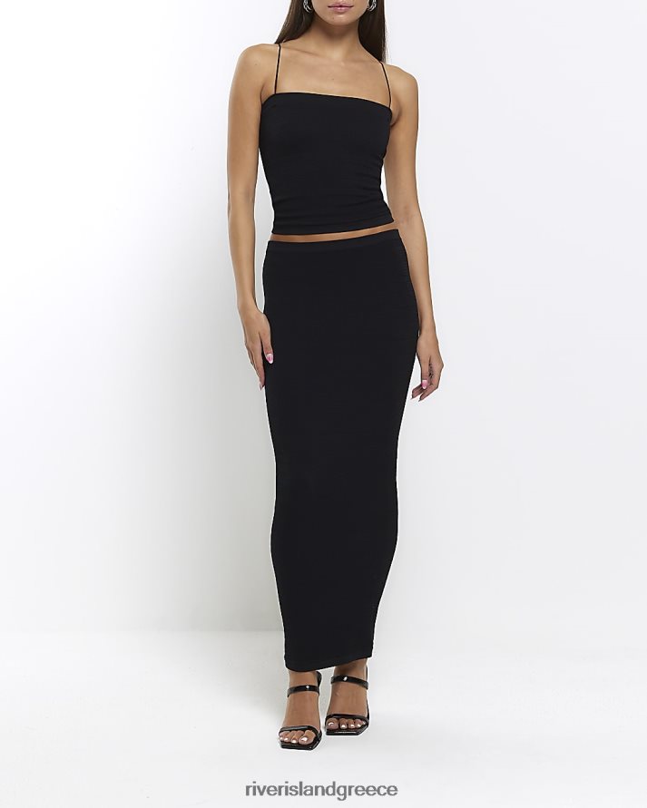 River Island ενδύματα μαύρος γυναίκες midi φούστα χωρίς ραφές B6N8X4412