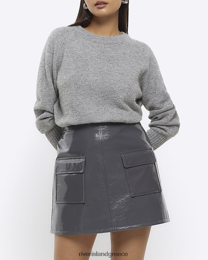 River Island ενδύματα γκρί γυναίκες mini φούστα ευρεσιτεχνίας B6N8X3752