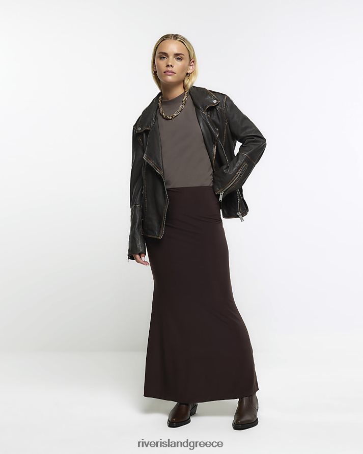 River Island ενδύματα καφέ γυναίκες petite mermaid maxi φούστα B6N8X2273