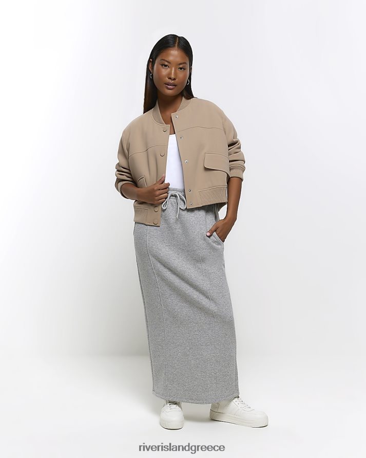 River Island ενδύματα γκρί γυναίκες petite sweat midi φούστα B6N8X5231