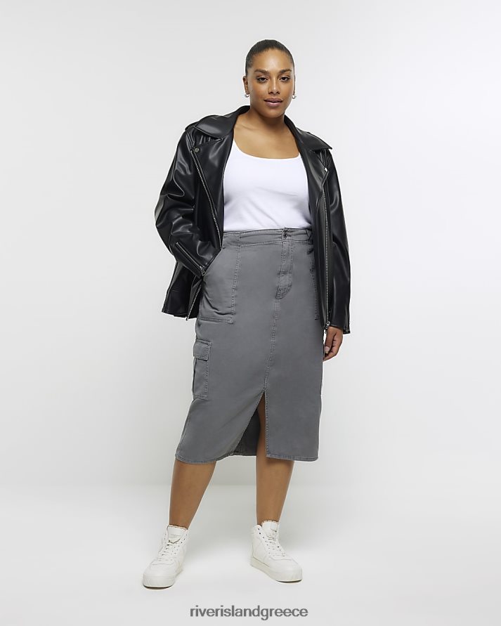 River Island ενδύματα γκρί γυναίκες plus cargo midi φούστα B6N8X5113