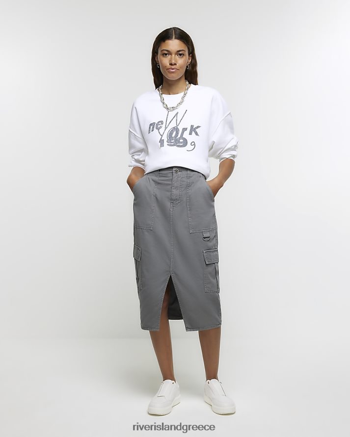 River Island ενδύματα γκρί γυναίκες μίντι τζιν φούστα washed cargo B6N8X4143