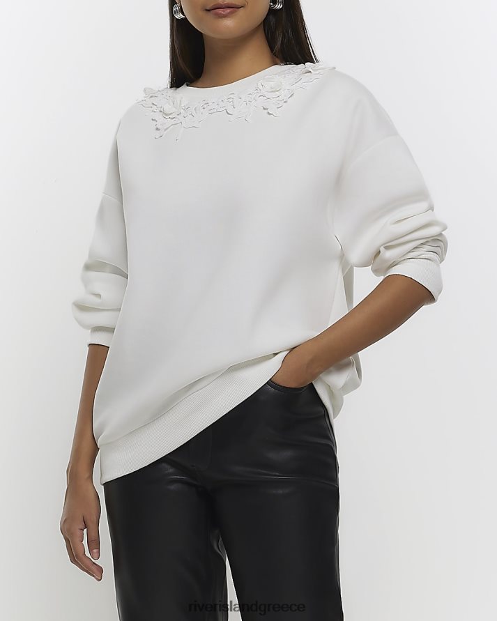 River Island ενδύματα άσπρο γυναίκες λουλουδάτο φούτερ κορσάζ B6N8X3813