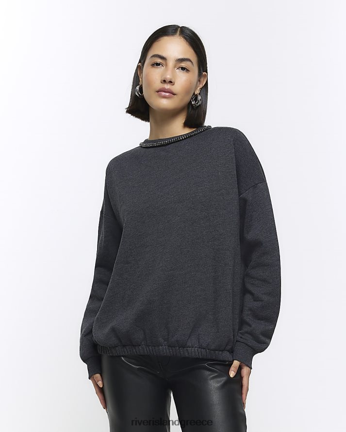 River Island ενδύματα ΠΟΛΕΜΙΚΟ ΝΑΥΤΙΚΟ γυναίκες φούτερ διαμάντης B6N8X4011