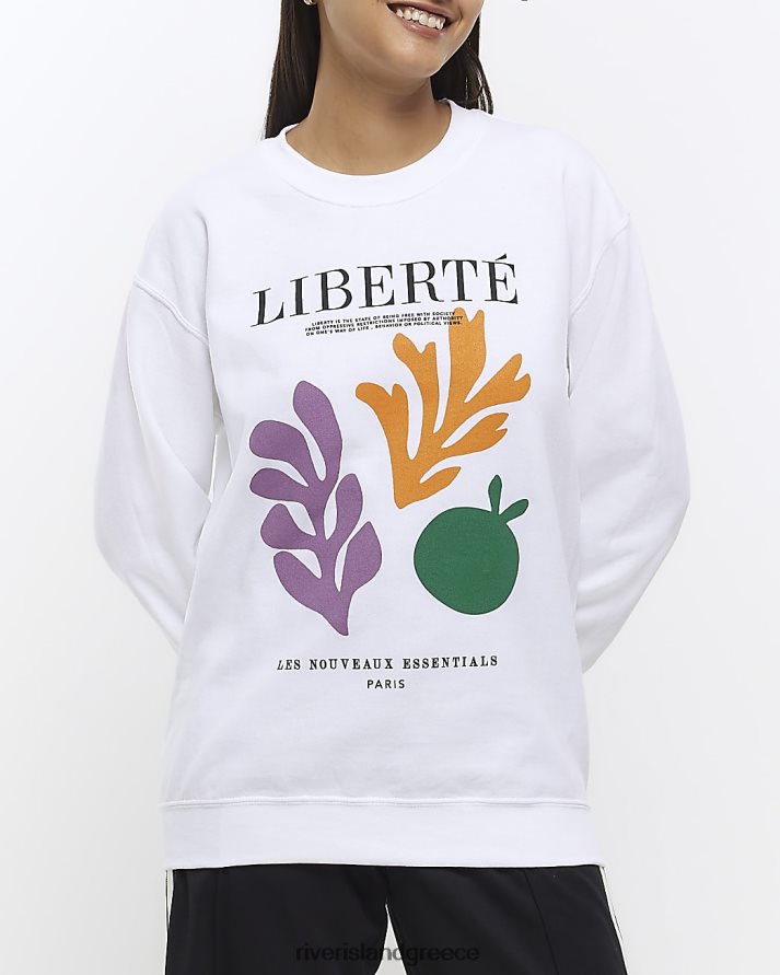 River Island ενδύματα άσπρο γυναίκες γραφικό φούτερ B6N8X4301