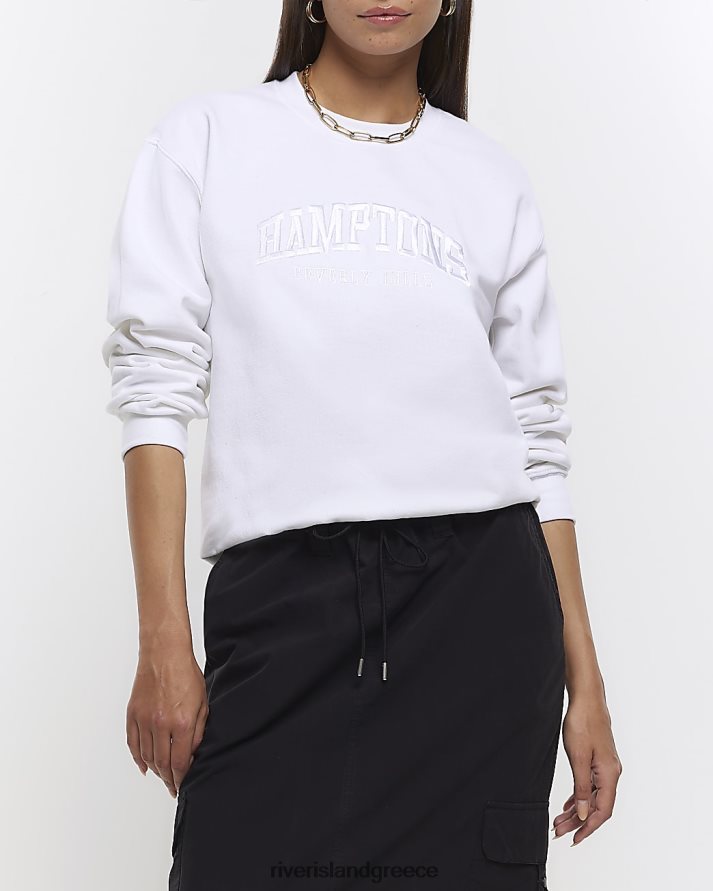 River Island ενδύματα άσπρο γυναίκες κεντητό φούτερ B6N8X4587