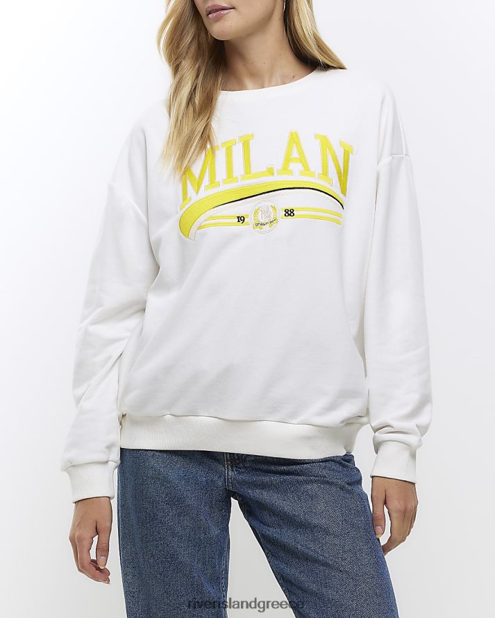 River Island ενδύματα άσπρο γυναίκες φούτερ με γραφικά στάμπα B6N8X682