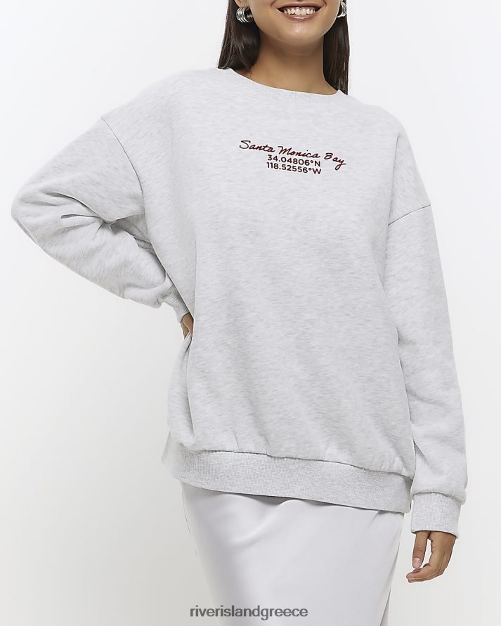 River Island ενδύματα γκρί γυναίκες γραφικό φούτερ του Λος Άντζελες B6N8X754