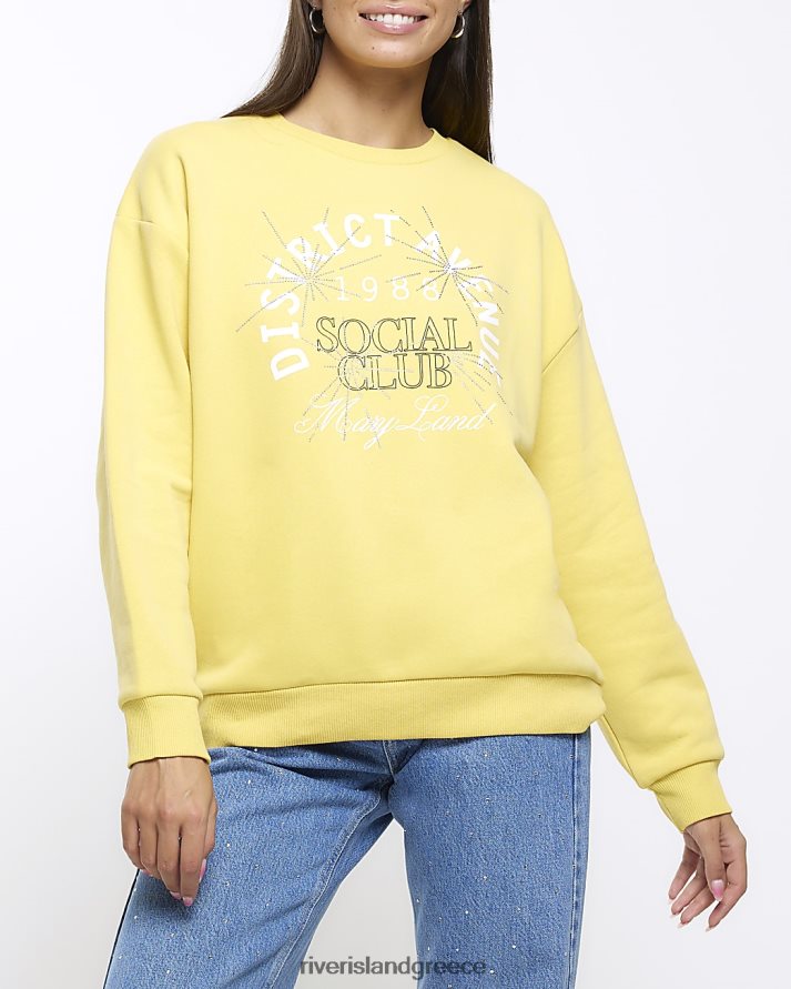 River Island ενδύματα κίτρινος γυναίκες γραφικό διακοσμημένο φούτερ B6N8X756