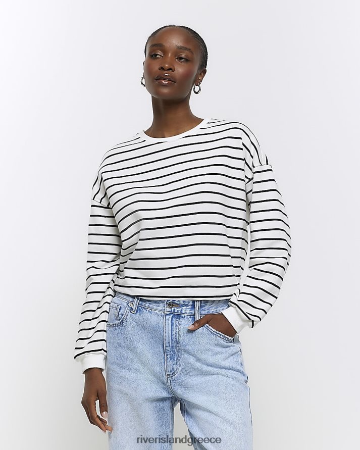 River Island ενδύματα κρέμα γυναίκες ριγέ φούτερ B6N8X987
