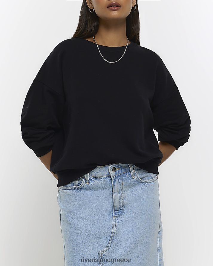 River Island ενδύματα μαύρος γυναίκες φούτερ με λαιμόκοψη B6N8X988