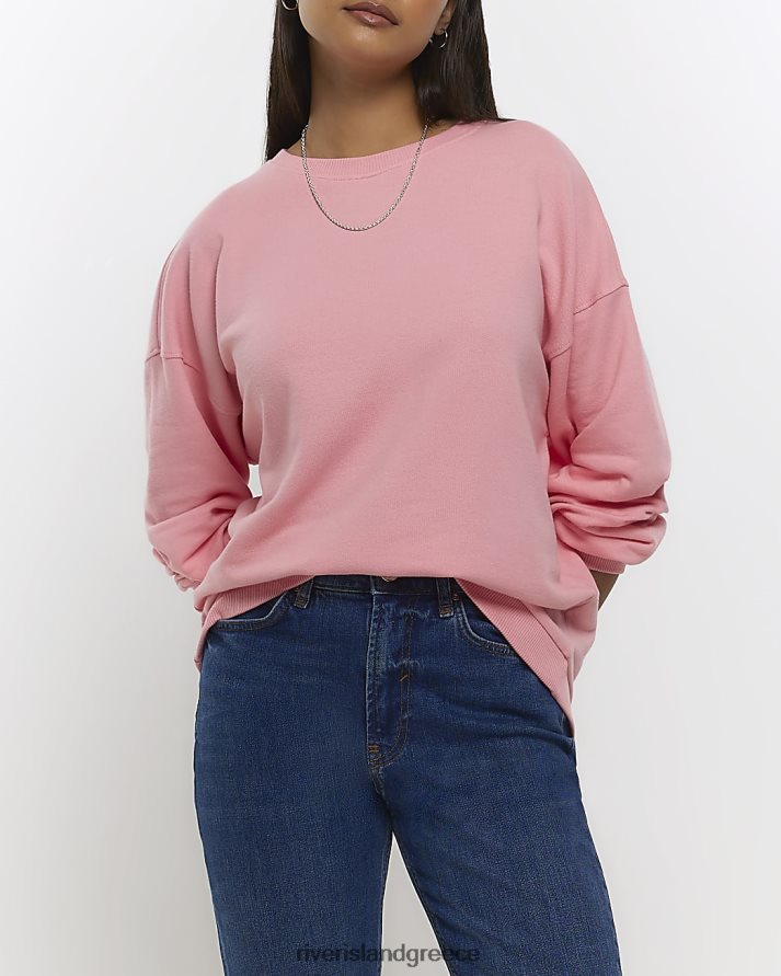 River Island ενδύματα ροζ γυναίκες μακρυμάνικο φούτερ με λαιμόκοψη B6N8X991