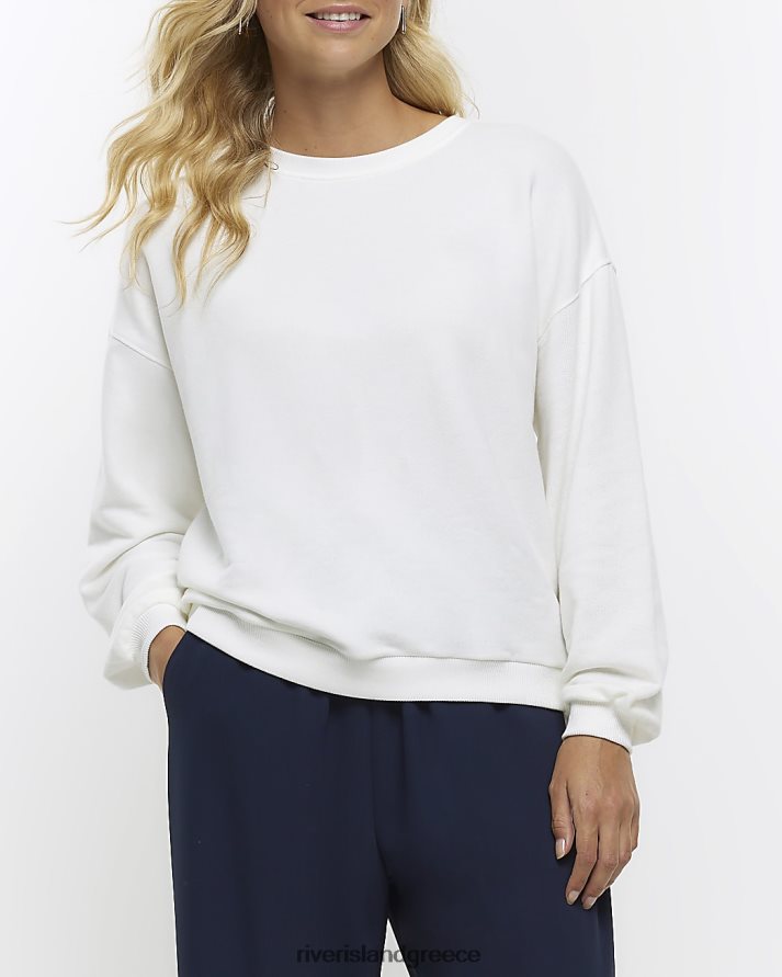 River Island ενδύματα άσπρο γυναίκες μακρυμάνικο φούτερ B6N8X994