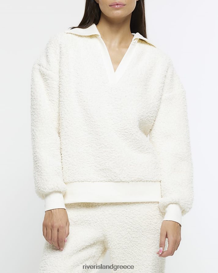 River Island ενδύματα κρέμα γυναίκες φούτερ borg B6N8X3941