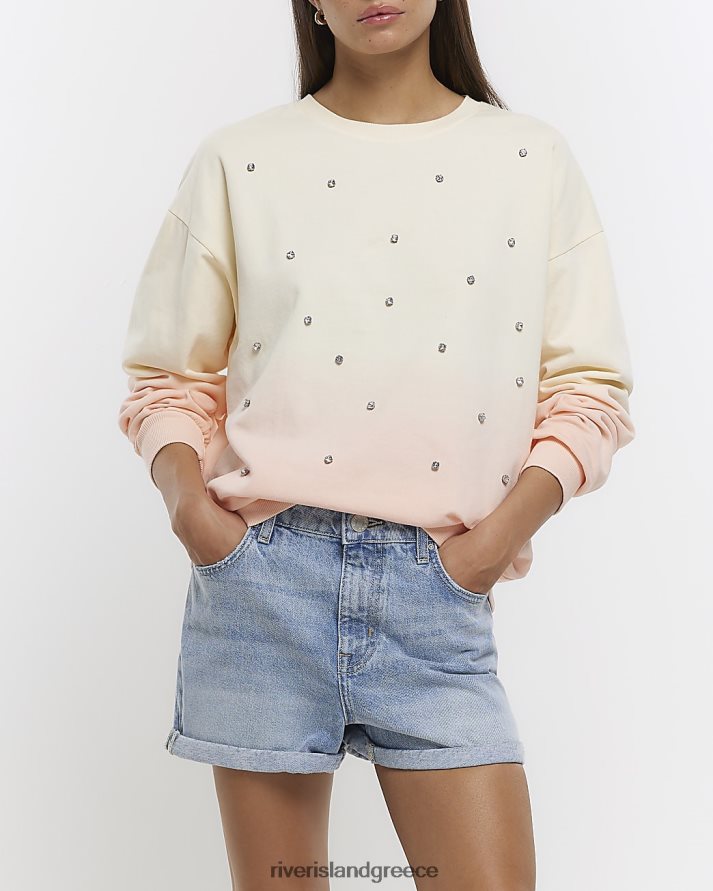 River Island ενδύματα ροζ γυναίκες ombre φούτερ διακοσμημένο B6N8X4617