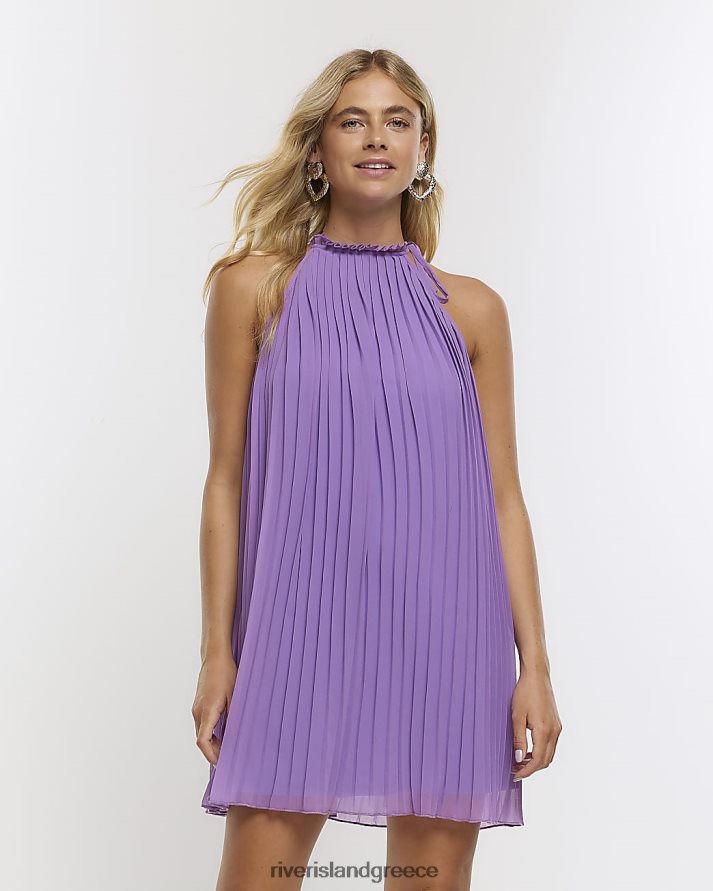 River Island ενδύματα μωβ γυναίκες πλισέ μίνι φόρεμα B6N8X1487