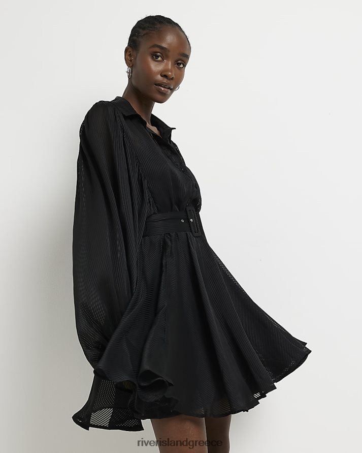 River Island ενδύματα μαύρος γυναίκες Μίνι πουκάμισο με ζώνη B6N8X1785