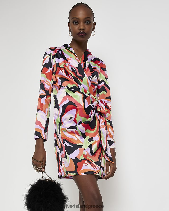 River Island ενδύματα ροζ γυναίκες Μίνι μπλέιζερ με εμπριμέ σατέν φόρεμα B6N8X1827