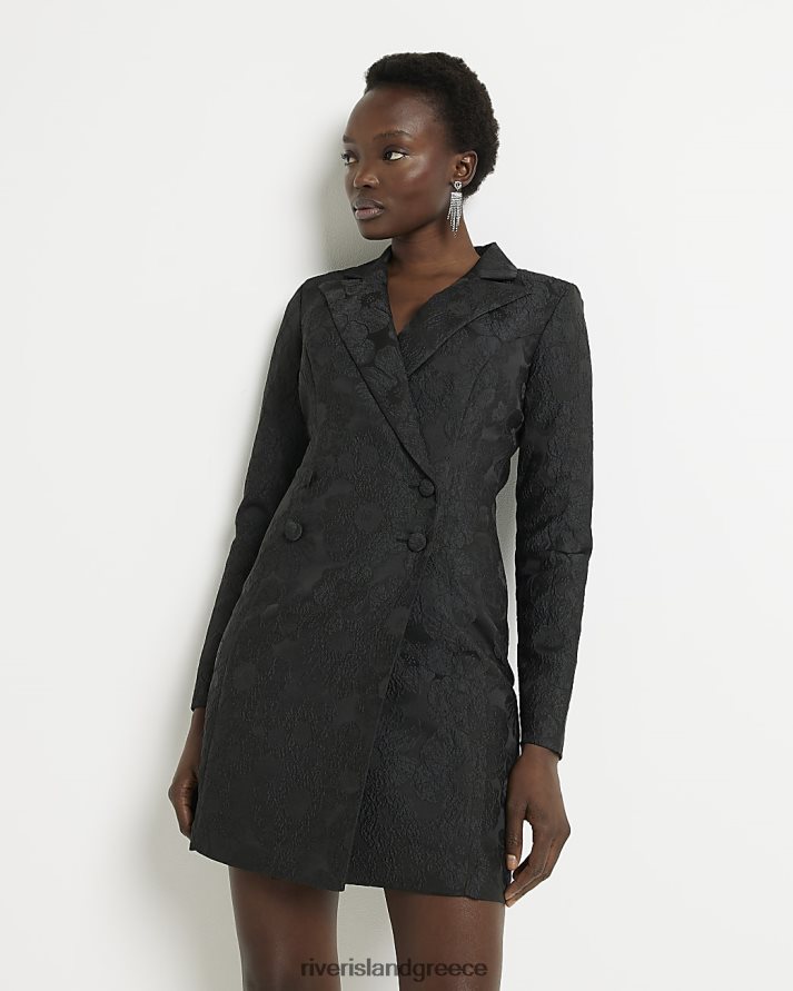 River Island ενδύματα μαύρος γυναίκες Μίνι μπλέιζερ φλοράλ φόρεμα ζακάρ B6N8X1946