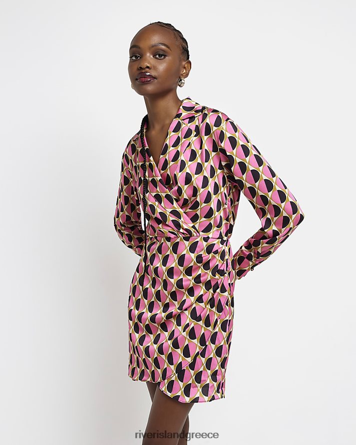 River Island ενδύματα ροζ γυναίκες Μίνι μπλέιζερ με εμπριμέ σατέν φόρεμα B6N8X1967