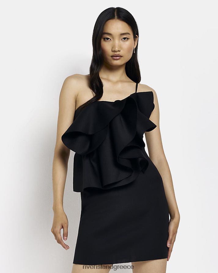 River Island ενδύματα μαύρος γυναίκες Μίνι φόρεμα με έναν ώμο B6N8X2054