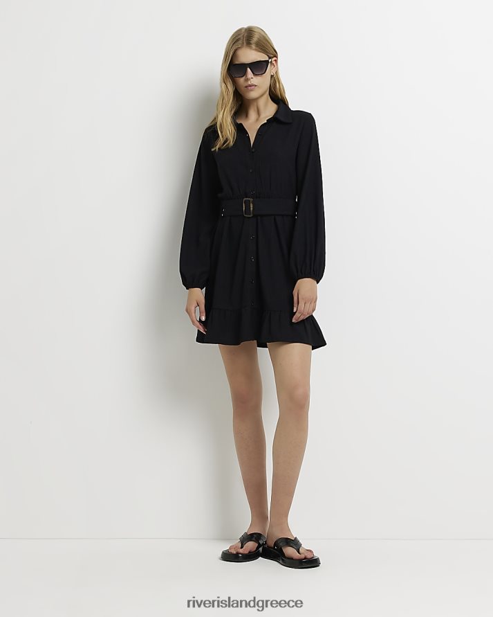 River Island ενδύματα μαύρος γυναίκες Σατέν μίνι πουκάμισο φόρεμα B6N8X2089