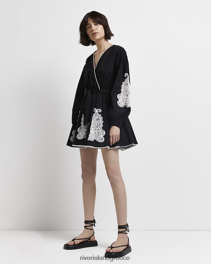 River Island ενδύματα μαύρος γυναίκες Μίνι φόρεμα με κέντημα B6N8X2112