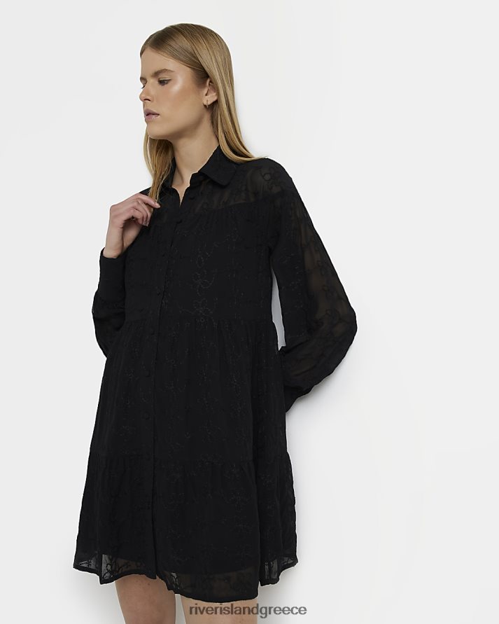 River Island ενδύματα μαύρος γυναίκες μίνι πουκάμισο φόρεμα B6N8X2140