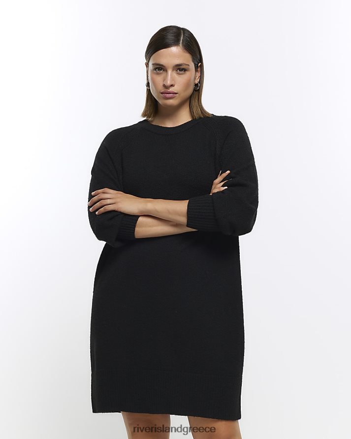 River Island ενδύματα μαύρος γυναίκες συν μακρυμάνικο πουλόβερ μίνι φόρεμα B6N8X2224