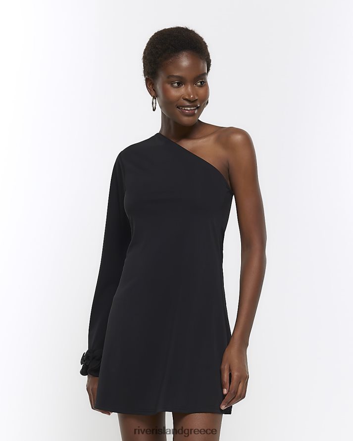 River Island ενδύματα μαύρος γυναίκες Μίνι φόρεμα με έναν ώμο B6N8X224